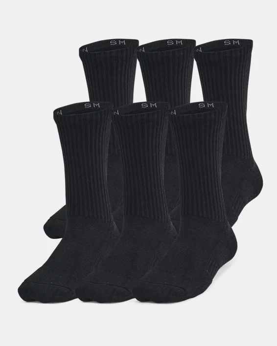 UA Training Cotton Kids 6-Pack Crew Socks