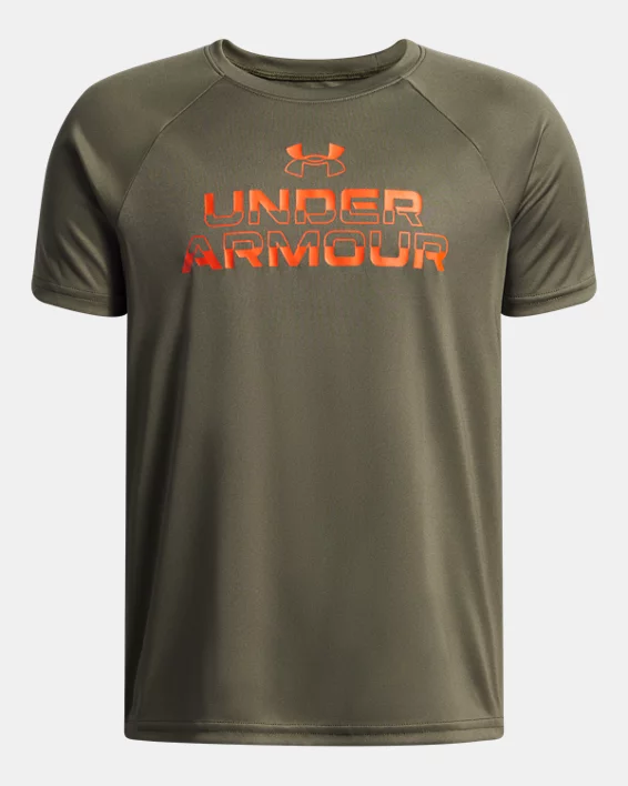 UA Tech Split Wordmark Boys Short Sleeve