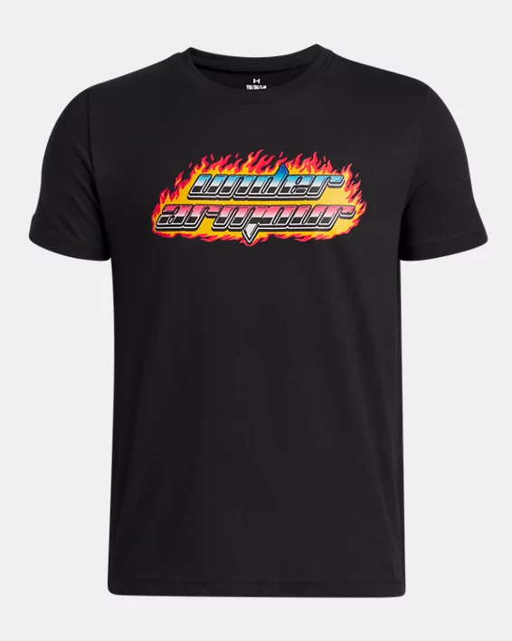UA Flame Wordmark Boys Short Sleeve