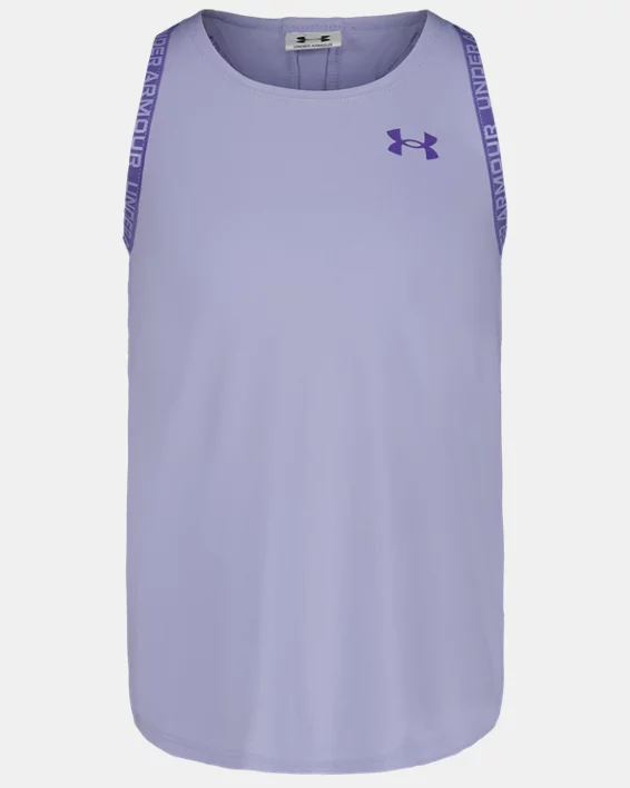 UA Knockout Logo Mesh Panel Little Girls Tank