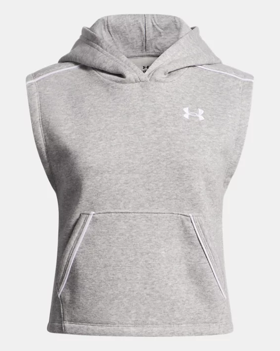 UA Rival Fleece Piped Girls Sleeveless Hoodie