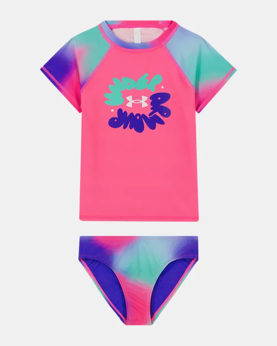 UA Short Sleeve Rashguard & Bikini Girls Set
