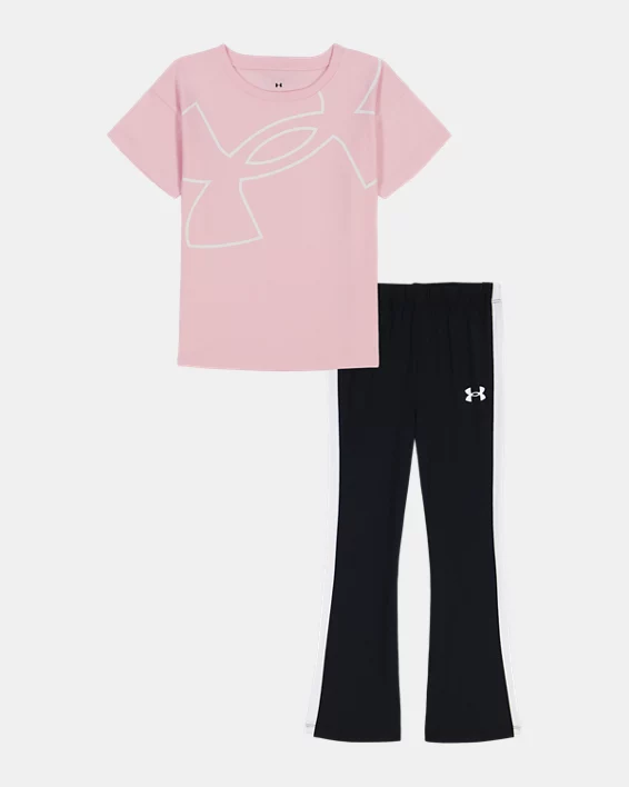 UA Big Logo Little Girls Short Sleeve & Yoga Pants Set