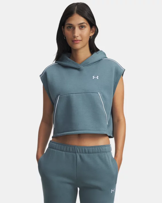 UA Rival Fleece Piped Womens Sleeveless Hoodie