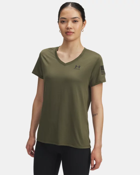 UA Freedom Tech V-Neck Womens Short Sleeve