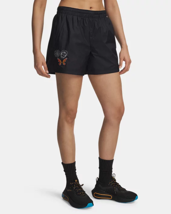 UA Rival Woven Day Of The Dead Womens 4.5" Shorts