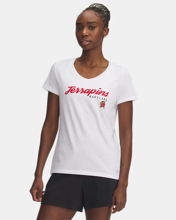 UA Performance Cotton Collegiate Womens V-Neck T-Shirt